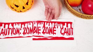 21Pcs Halloween Party Decorations Zombie Warning Signs Poster and Caution Tape Roll Zombie Theme Warning Sign Handprint Coutouts for Indoor Outdoor House SUV Car Decor Yard Beware Danger Haunted