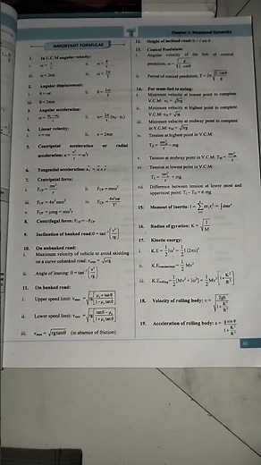 Rotational dynamics imp formula