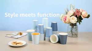 AimFun 100 Pcs Dusty Blue Paper Cups 9oz Gradient Blue Party Cups 4 Colors Disposable Beverage Coffee Tea Drinking Cups for Birthday Baby Shower Bluey Party Supplies