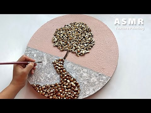 Stunning Tree Painting With Crystals & Stones | Easy Textured Art Anyone Can Do It! | ASMR Painting