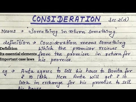 Consideration and its essential elements|| indian contract act 1872
