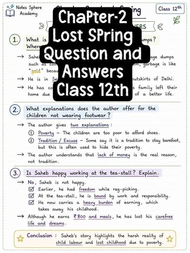 Class 12 English Chapter 2 – Lost Spring 📚In this video, you’ll get a simple and easy explanation