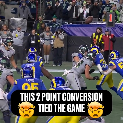 Sportsnaut on Instagram: "THE CRAZIEST TWO POINT CONVERSION OF ALL TIME?! This successful 2pt conversion tied the game for the Seahawks in their comeback on the Los Angeles Rams. WOW🤯🤯 🎥: @nflonprime"