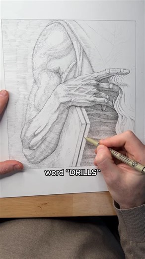 Sean Anetsberger | Artist | Art & Creativity Coach on Instagram: "Comment DRILLS and I’ll send you the info for the course. Crosshatching only looks messy when spacing and angle are off. Even spacing creates control. Clean angles create form. Drawing Drills trains you to place lines intentionally so shading feels calm, structured, and confident. What artists are saying: “My shading finally looks intentional instead of chaotic.” “I understand how to control line spacing now.” “This made crosshatc