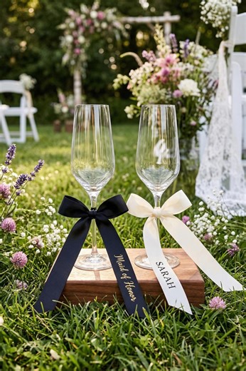 Personalized Wedding Ribbon, Custom Name Satin Ribbon, Bridal Napkin & Champagne Glass Ribbon, Wedding Reception Décor Supplies - Etsy