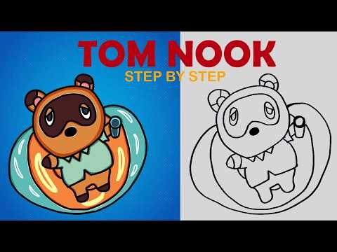 Draw Tom Nook 🦝 Super Easy Step-by-Step!