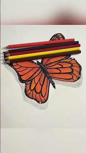“The Glow-Up: Black, Orange & Yellow Butterfly Art Transformation 🎨”