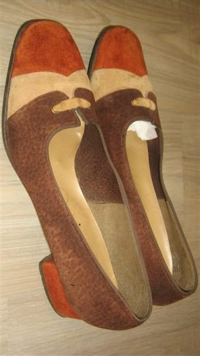 ANVINTRO Vintage Options Brown Beige Rust Tri-color Color Block Suede Oxford Mod Classic Shoes #fab