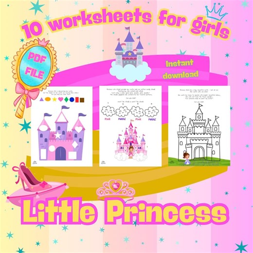 Princess Activity Worksheets: Preschool Learning, Patterns, Letters (digital Download) - Etsy