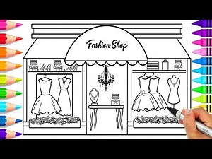 How to Draw a Fashion Store for Kids | How to Draw a Fashion Boutique | How to Draw Outfits for Girl