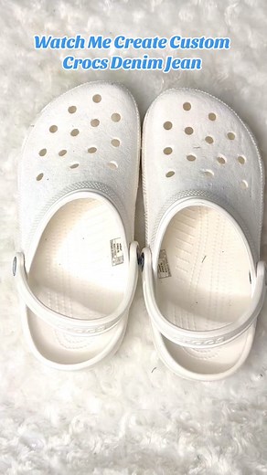 Always going crazy on the custom crocs !! What should I added to this pair ?? #fyp #customcrocs #blingedcrocs #crocs #designercrocs #denim