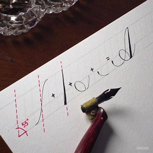 How to write the capital letter ‘A’ in the Copperplate script 📝 . ❗️Keep in mind the first up-stroke could be made with one complete stroke without lifting the pen, I had to lift my pen because the nib was getting caught on the rough paper❗️ . This is my preferred way to write the capital letter ‘A’. Keep in mind this is my interpretation of the letters. I never took a calligraphy class and I never really read any books on Copperplate. I mainly learned by looking at pictures and videos of other