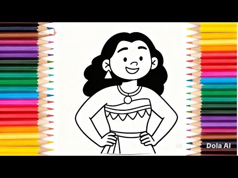 Moana easy drawing step by step for kids and toddlers