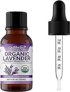 Lavender Essential Oil – USDA Organic -15mL - Therapeutic Grade- Diffuser Oil - 100% All Natural - with Glass Dropper
