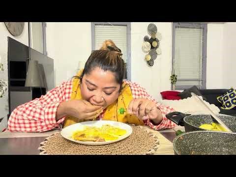 I fed my dear hubby rice with aunt's Noakhali chicken.