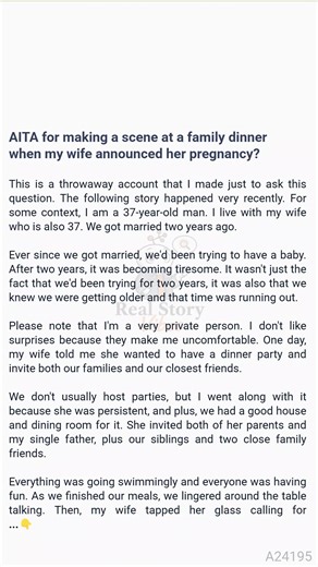 AITA for making a scene at a family dinner when my wife announced her 🙋 🙆 pregnancy? # | Real Story Vibes