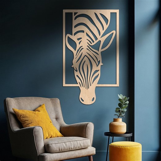 Framed Zebra Wall Decor, Zebra Wooden Wall Art, Zebra Wood Panel, Geometric African Decor, Modern Wooden Safari Animal Wall Decor - Etsy