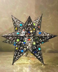 Tin Punched Star Table Lamp: Battery Operated Fairy Lights. 14 Inches. - Etsy
