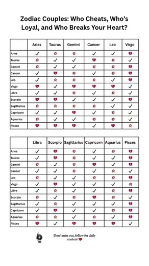 Best & Worst Zodiac Couples 💔 | Complete Table