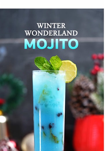 Winter Wonderland Mojito ❄️ The perfect cocktail for cozy winter days — refreshing, creamy, and so delicious! 🤍✨ I’m using Finest Call Premium Blue Curaçao and Real - Cream of Coconut, my favorite bar brands! 💙🥥 Recipe 🍸❄️ • Half lime (squeezed) 🍋 • 1 oz Finest Call Blue Curaçao 💙 @Finest Call e rum • 4–5 blueberries 🫐 • 1 oz Real - cream of coconut 🥥 • 5–6 mint leaves 🌿 • Crushed ice ❄️ • 3 oz club soda 🫧 #ChristmasCocktail #HolidayCheers #ChristmasSpirit #CocktailTime #Mixology Cheer