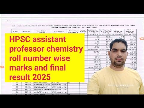 HPSC Assistant Professor Chemistry final result & cutoff marks 2025 / HPSC Chemistry Result 2025