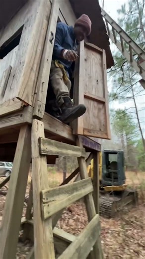 Relocating a Box Deer Stand with an Excavator (No Games)