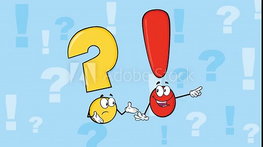 Question Mark And Exclamation Mark Cartoon Characters. 4K Animation Video Motion Graphics With Background