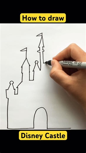 How got draw Disney Castle #shorts #disney #castle #disneycastle #fun #draw #colouring #drawing