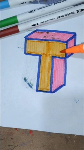 Drawing the letter T in 3D #drawing #shortvideo #drawing