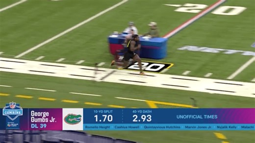 George Gumbs Jr. runs 40-yard dash at 2026 combine