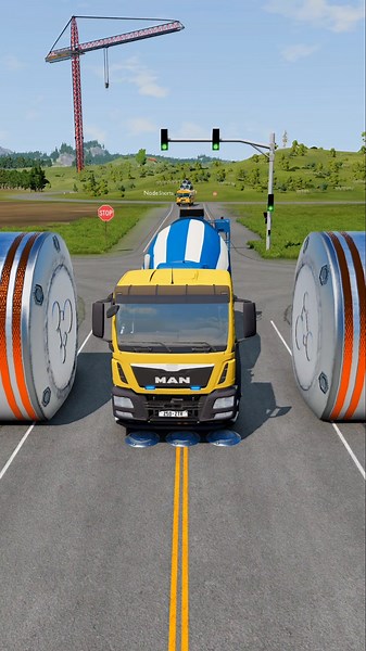 City Bus & School Bus vs Hydraulic Crush - BeamNG.Drive #shorts #beamngdrive