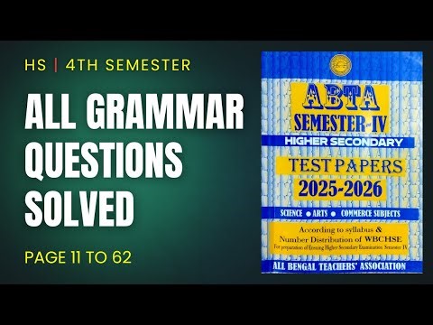 English Grammar Solved | HS ABTA Test Paper 2026 | Page 11 to 62