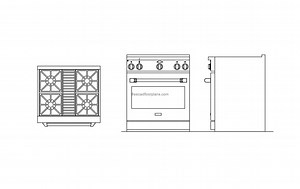 30″ Gas Range - Free CAD Drawings