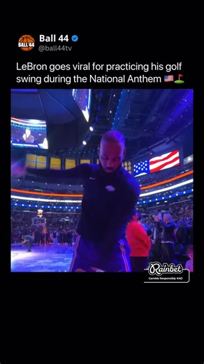 LeBron practicing his golf swing during the National Anthem 🔥🔥🔥 | Ball 44
