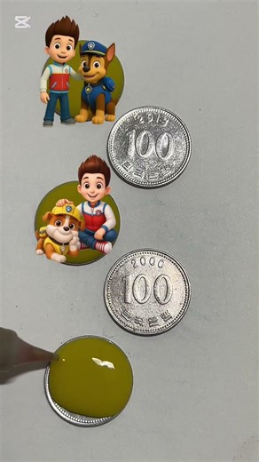 PAW Patrol Characters on Coins 🐶 Viral Shorts #artwork #pawpatrol #dye