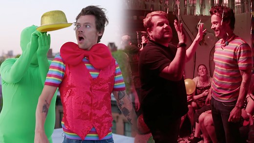 20M views · 628K reactions | James and Harry Styles hit the streets of Brooklyn with $300 to canvas apartments in search of a location to shoot a music video for "Daylight" from his new album "Harry's House" in just three hours. Listen now: https://hstyles.lnk.to/harryshouse | The Late Late Show with James Corden | Facebook
