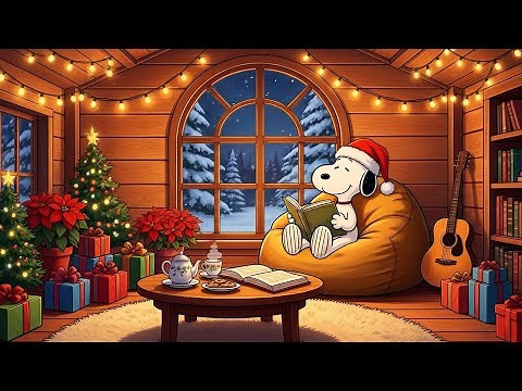 Snoopy's Winter Cabin Night ❄️ Gentle Lofi for Relaxing Moments 🎁 Relaxing Lofi to Cozy Christmas