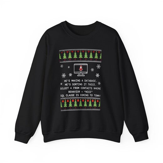 SQL Santa Programmer Christmas Sweatshirt - Database Code Gift - Etsy