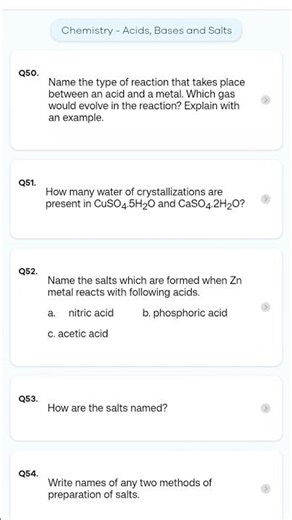 class 10 chemistry chapter 2 important short question