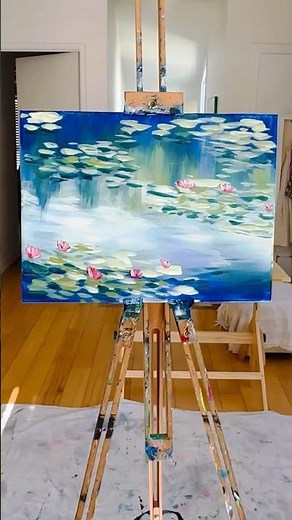 🪷Monet Water Lily Easy Beginner Acrylic Painting Tutorial ‪@PaintNite‬