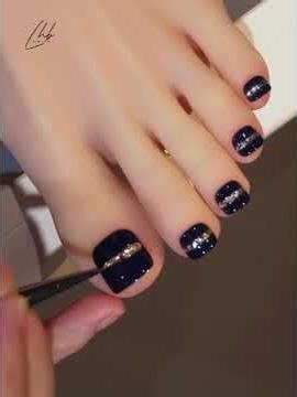 Elegant Black Silver Cat Eye French Toe Nail Tutorial | Luxury Design