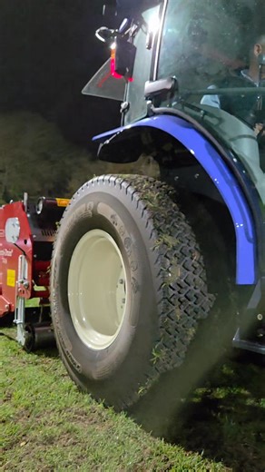 The ISEKI UK TG6507 hard at work verti-draining under the floodlights — because great turf doesn’t take nights off! 🌙 With its efficient engine, compact power, and smooth handling, it’s built to keep pitches in top condition (and look good doing it). 😎 | Chandlers Groundscare and Arb