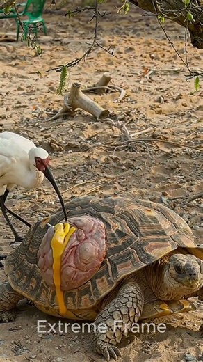 Bird saves huge turtle #ai #animals #shorts #birds #turtle