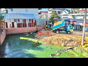 New Project! Perfectly Bulldozer Komatsu D31PX Work with Dump Truck, Processing Filling up The Land