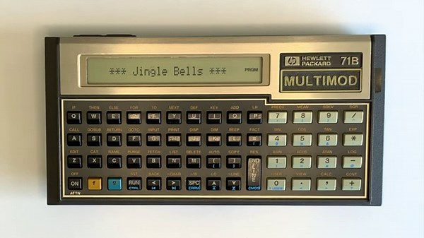 HP 71b pocket computer plays Jingle Bells