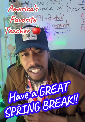 SPRING BREAK IS HERE!! ☀️🌴😌 And we made it the next round of AMERICA’S FAVORITE TEACHER!! 🍎🙌🏾 Thank you to everyone who’s been voting, liking, sharing, supporting, keeping me in the game 🙏🏾 Time to Unwind 😎 #americasfavoriteteacher #thankyou #progression #springbreak #blackmaleeducator #science #middleschool #rappingwithmrjackson #fyp