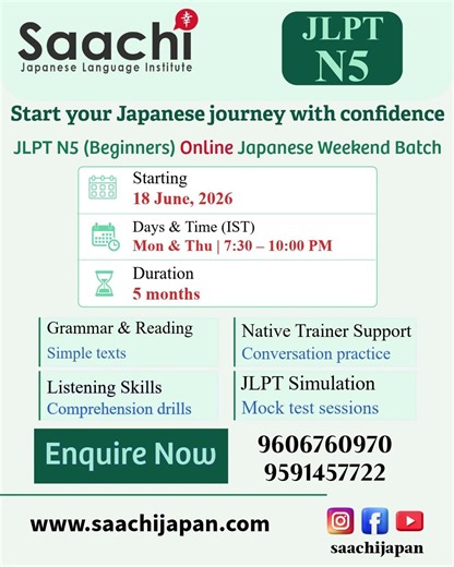 JLPT N5 Online Course | Learn Japanese from Scratch | Saachi Japanese Language Institute