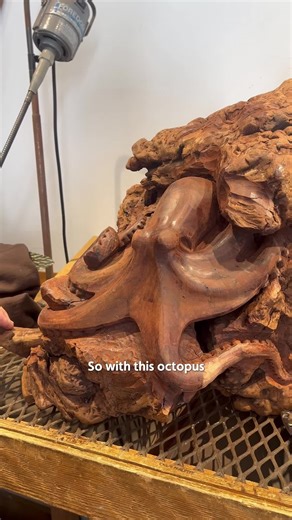 Carving an Octopus from Burl Wood