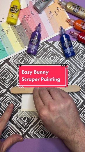 Easy Kids Art Activity: Bunny and Cat Scraper Painting Tutorial