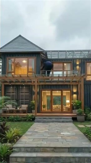 Stylish Container Home #ai #architecture #buildingsimulation #home #construction #design #video